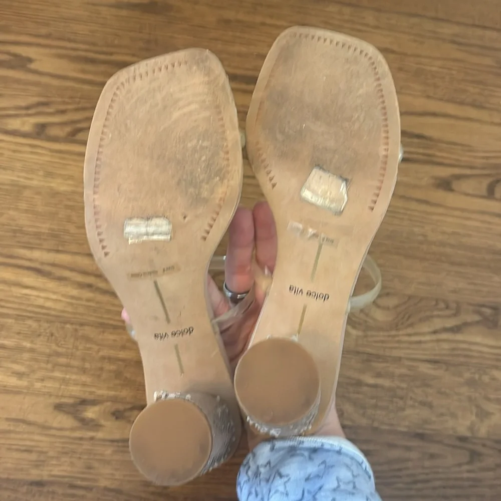 Dolce Vita Clear-Strap Block-Heel Sandals Nude Size 8